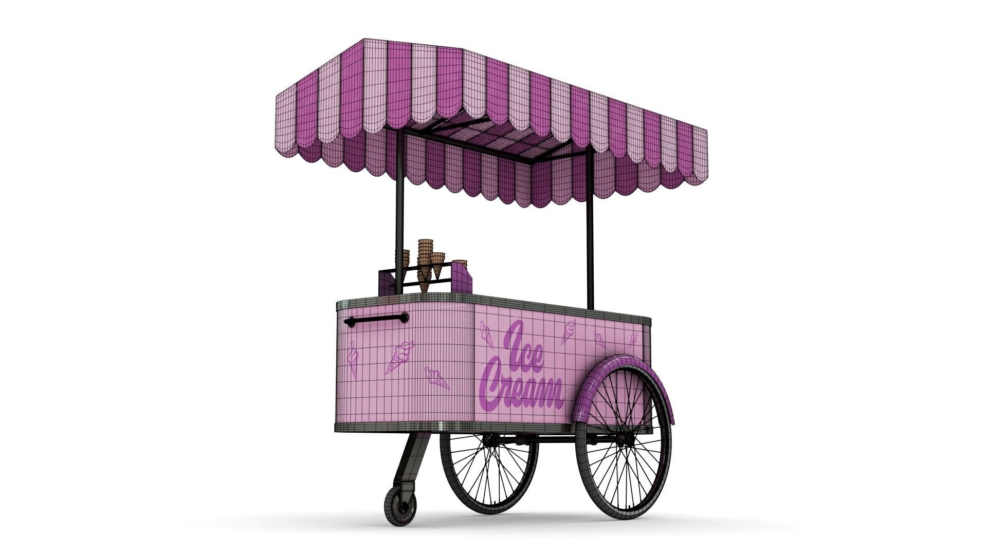 Ice Cream Trolley Low-poly 3D model_15