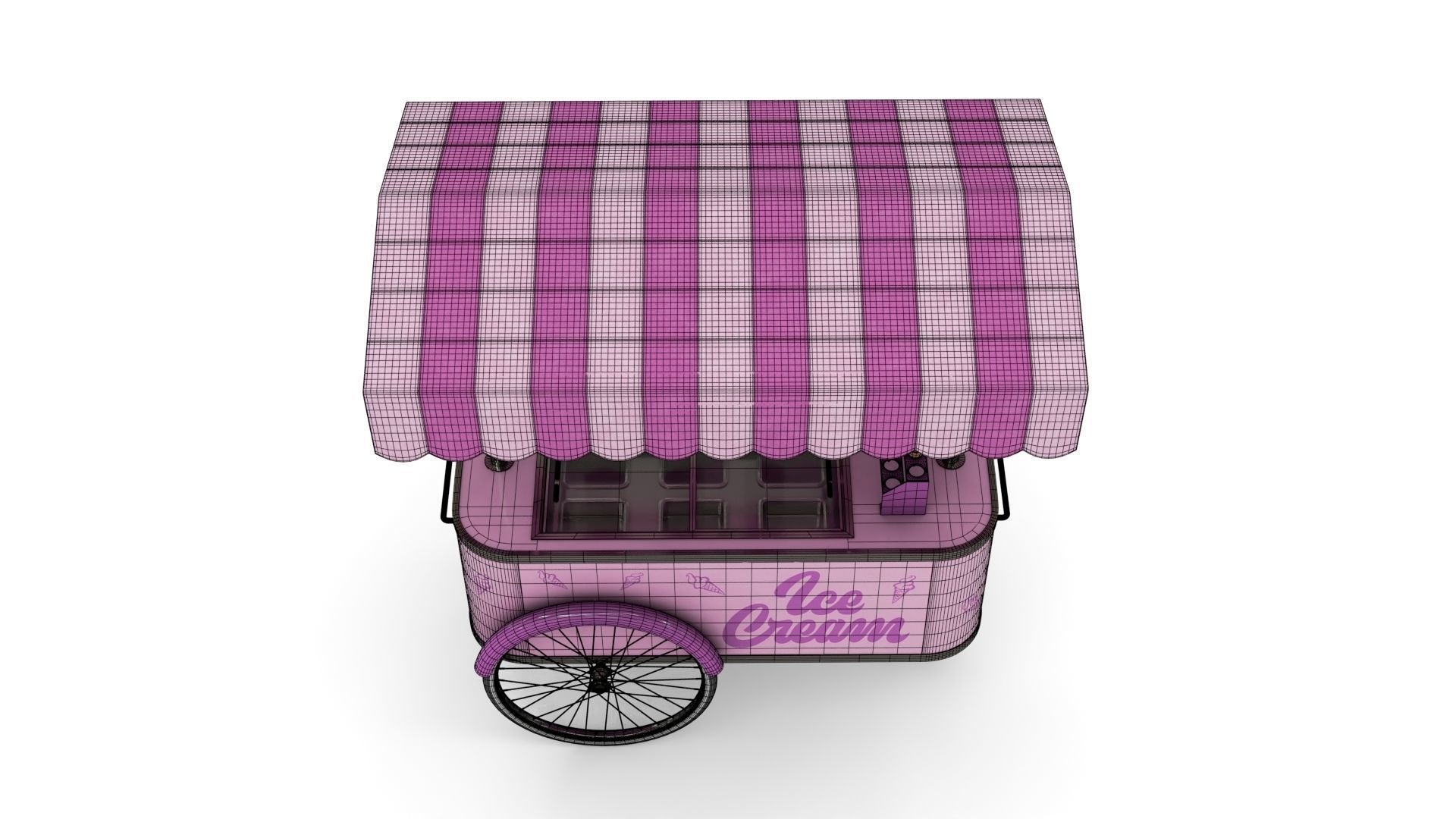 Ice Cream Trolley Low-poly 3D model_14
