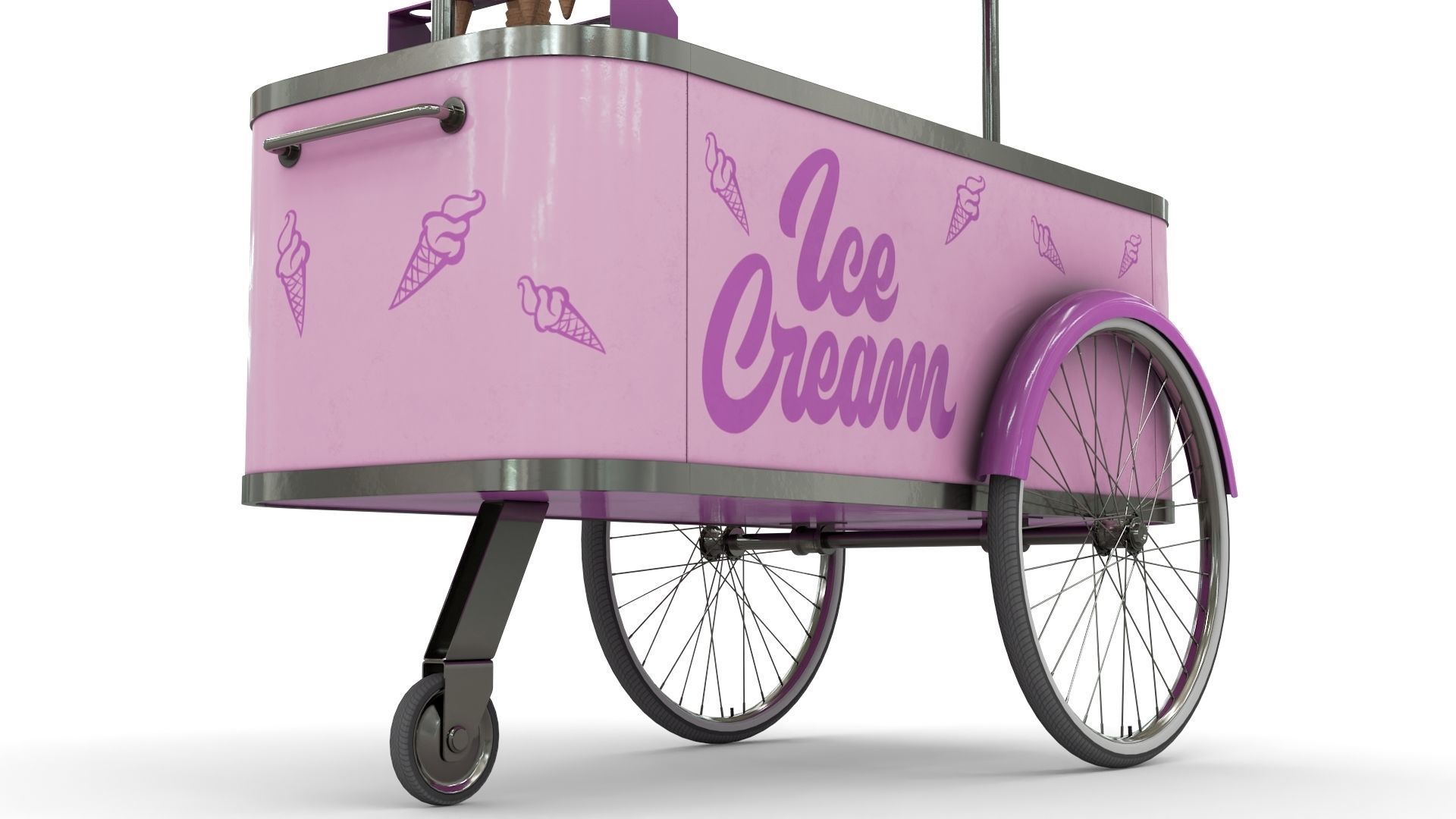 Ice Cream Trolley Low-poly 3D model_7