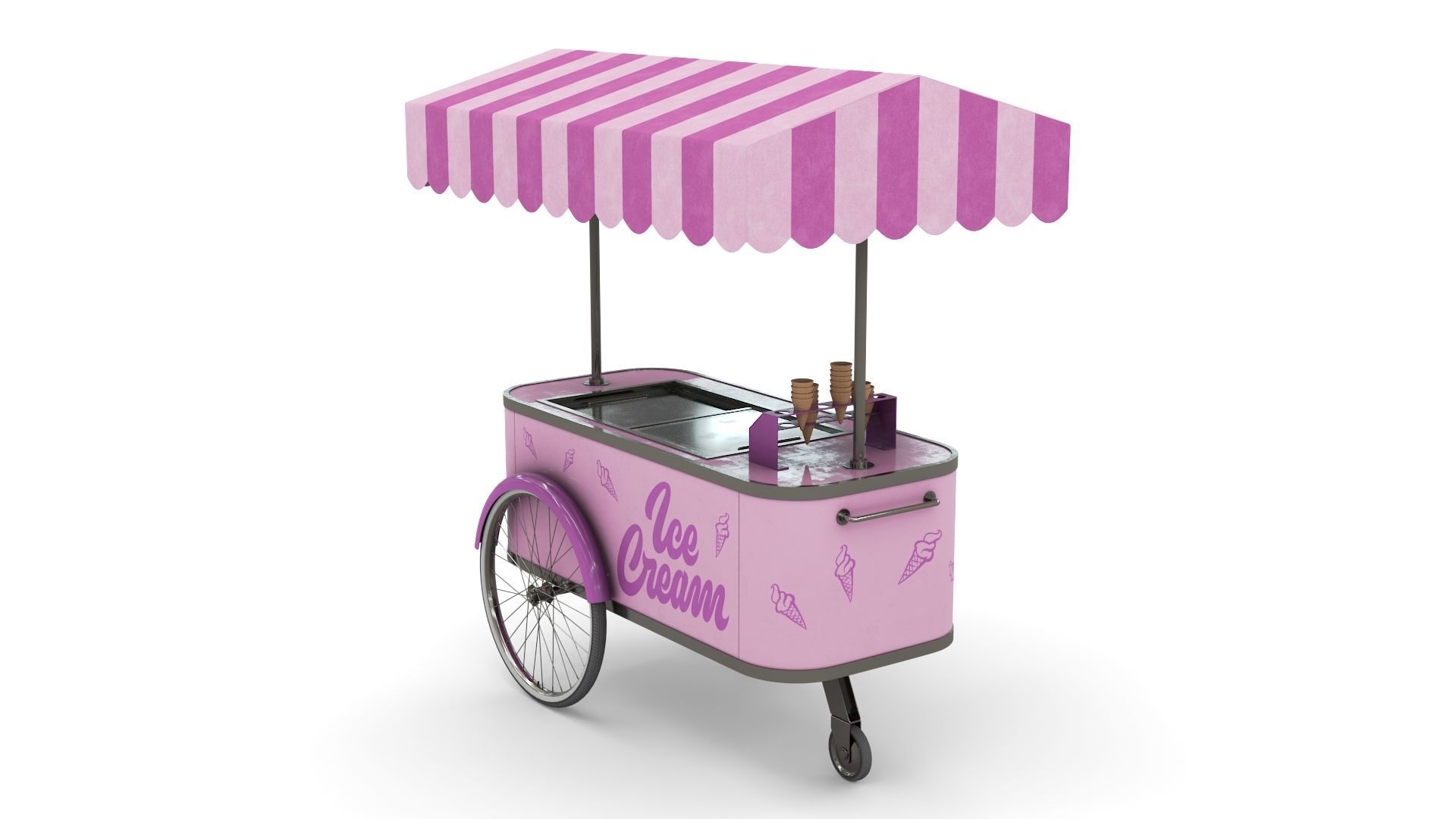 Ice Cream Trolley Low-poly 3D model_3