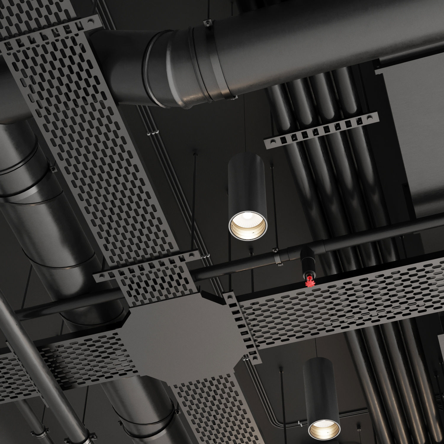 Industrial ceiling 5 3D model_2