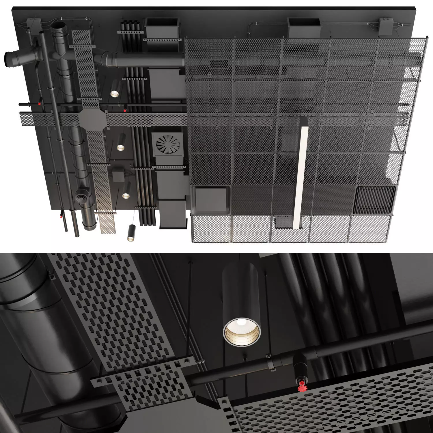 Industrial ceiling 5 3D model_0