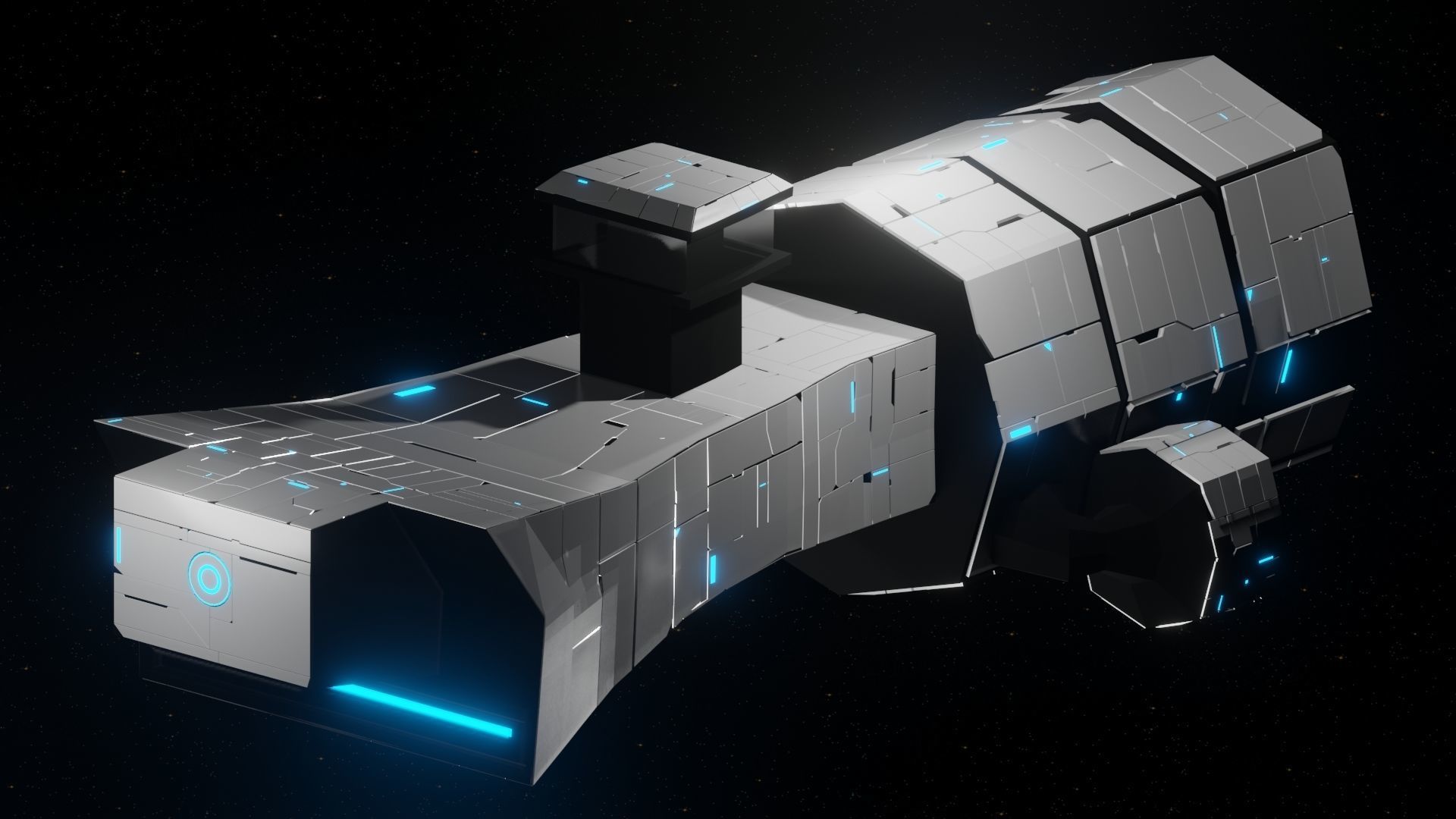 Scavenger I Spaceship Low-poly 3D model_2