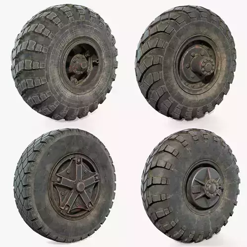 Truck Wheels Set 3D Model Collection