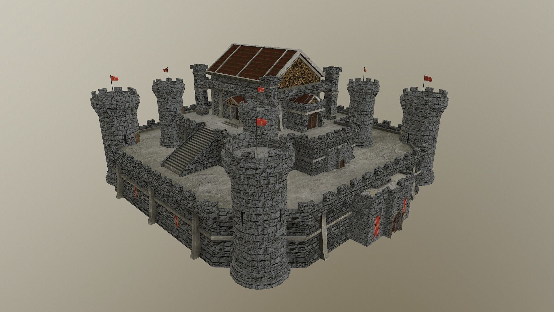  Medieval Castle Level 15 3D model_35
