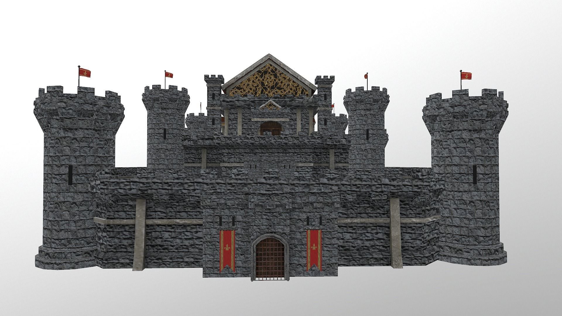  Medieval Castle Level 15 3D model_4