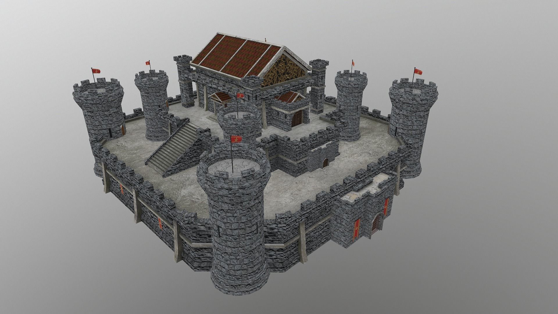  Medieval Castle Level 15 3D model_8