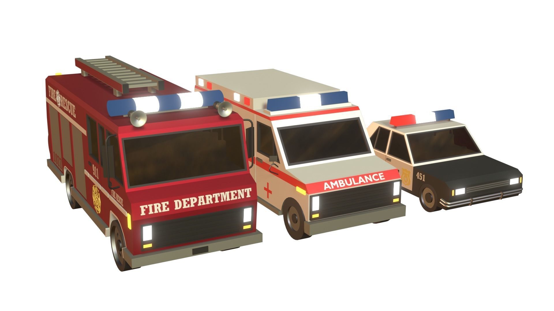 Cartoon cars 3D model_1