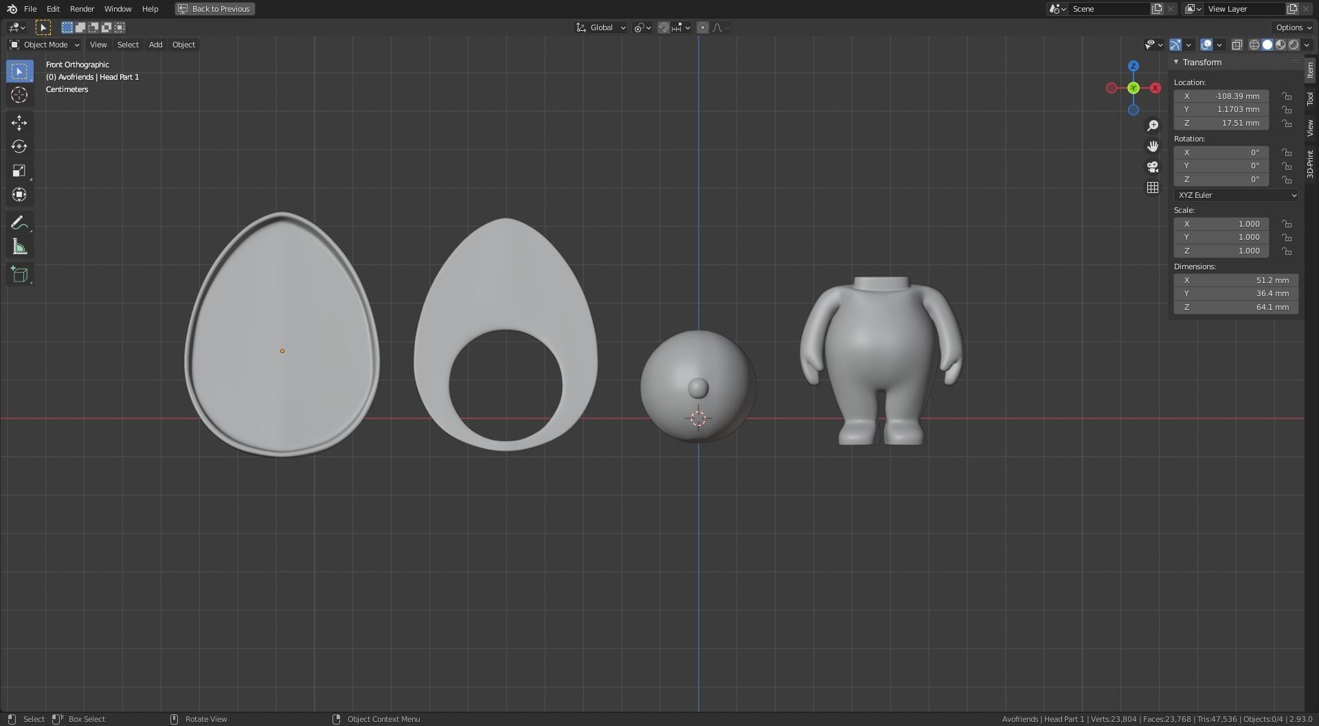 Avofriends 1 3D Print figurine with head 3D print model_1