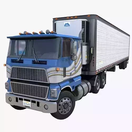 Industrial cabover refrigerated van trailer Low-poly 3D model