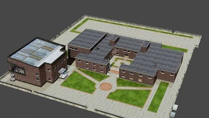 Pubg School building Low-poly 3D model