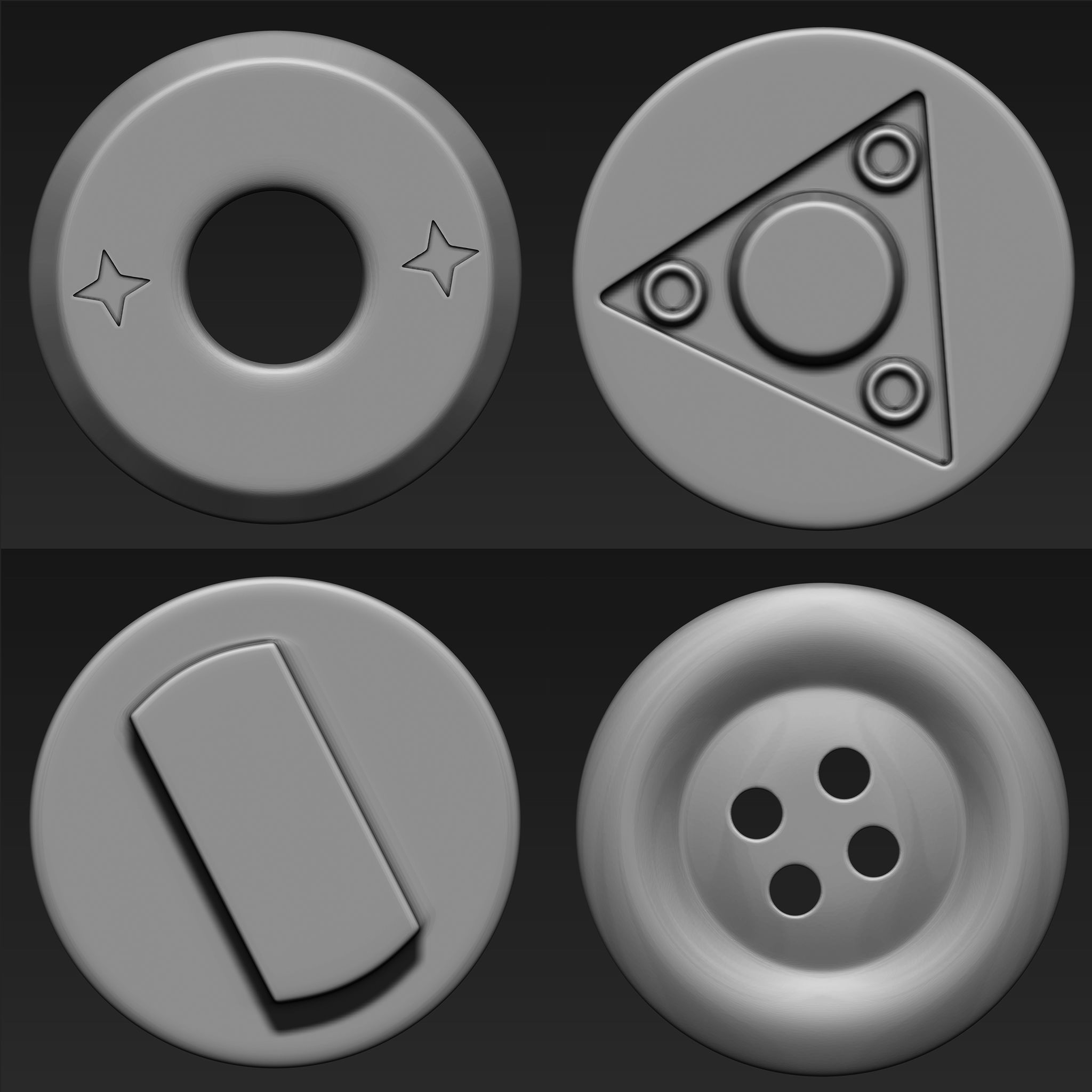 Buttons Collection IMM Brush Pack 21 in One VOL 2 3D model_5