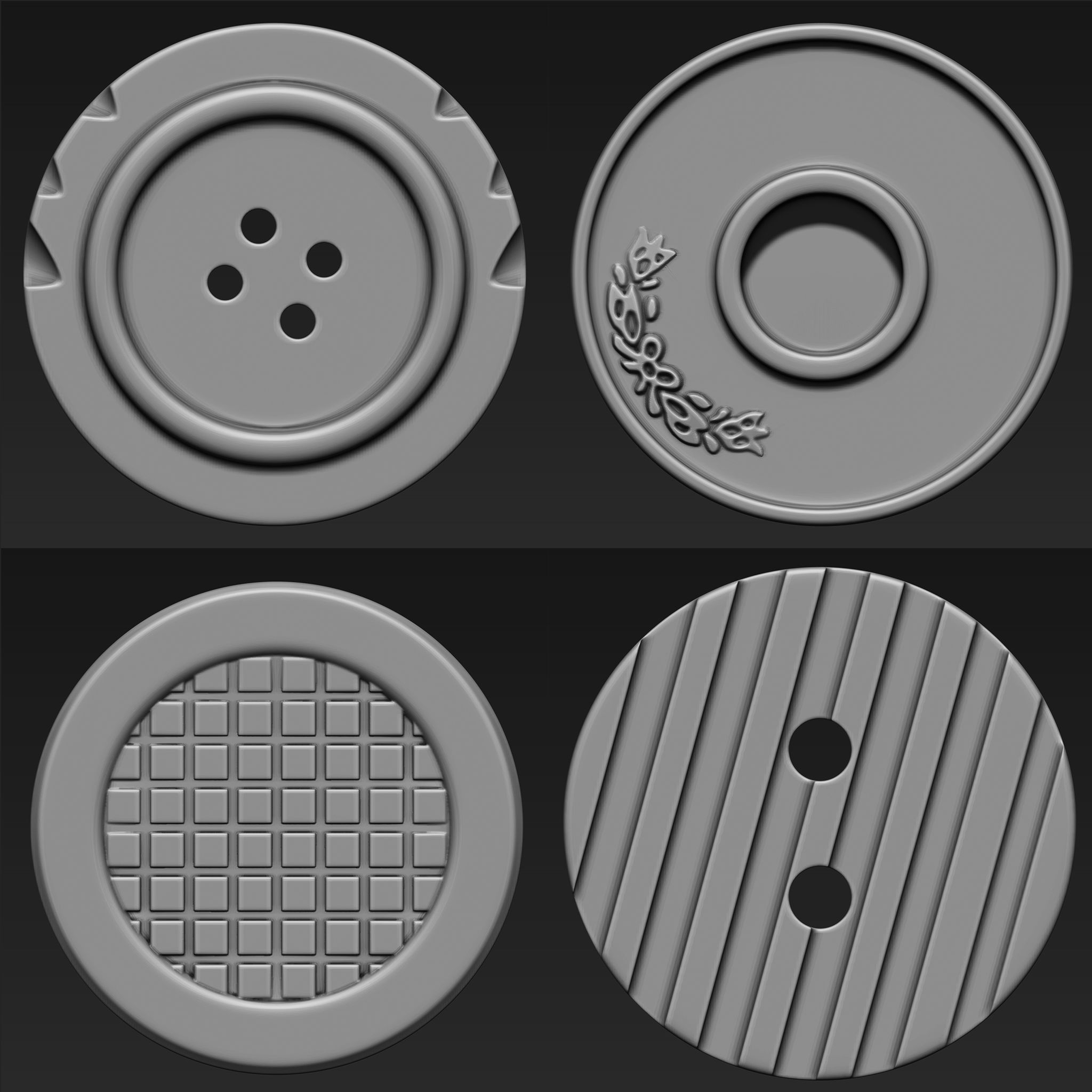 Buttons Collection IMM Brush Pack 21 in One VOL 2 3D model_1
