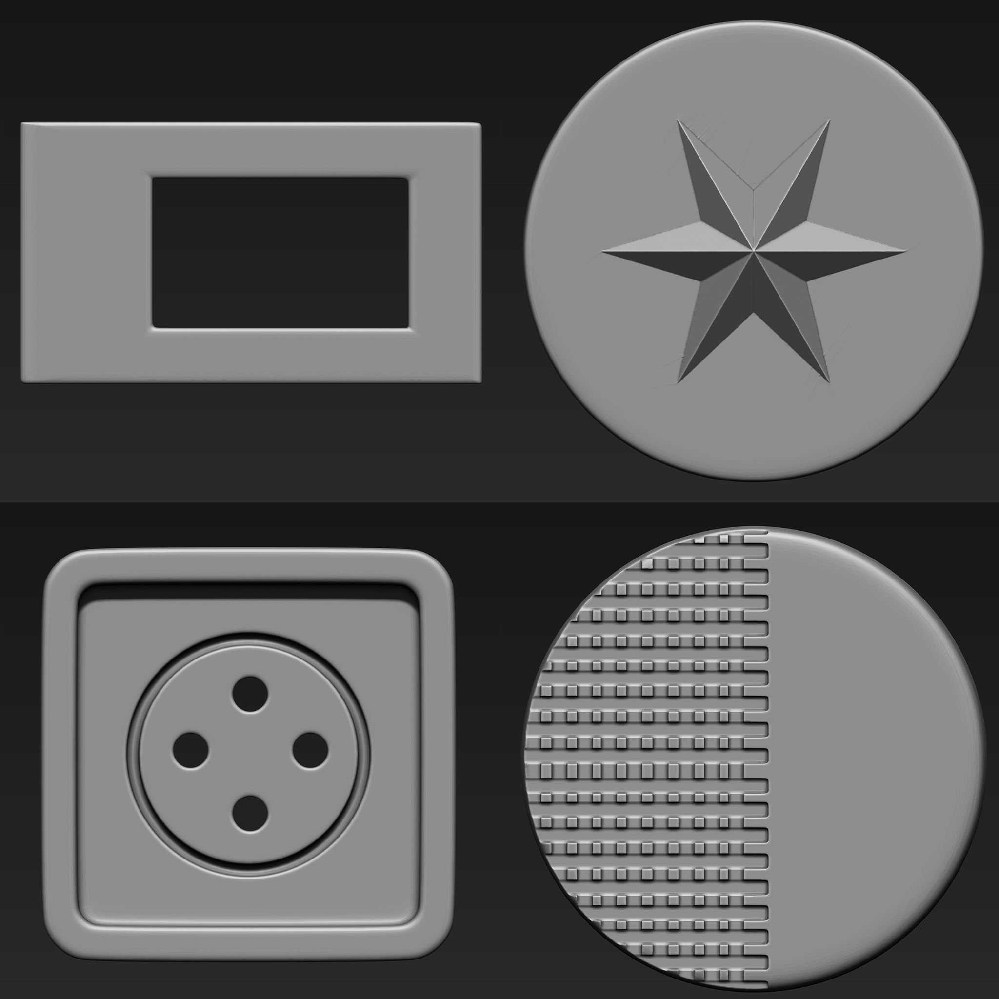 Buttons Collection IMM Brush Pack 21 in One VOL 2 3D model_3