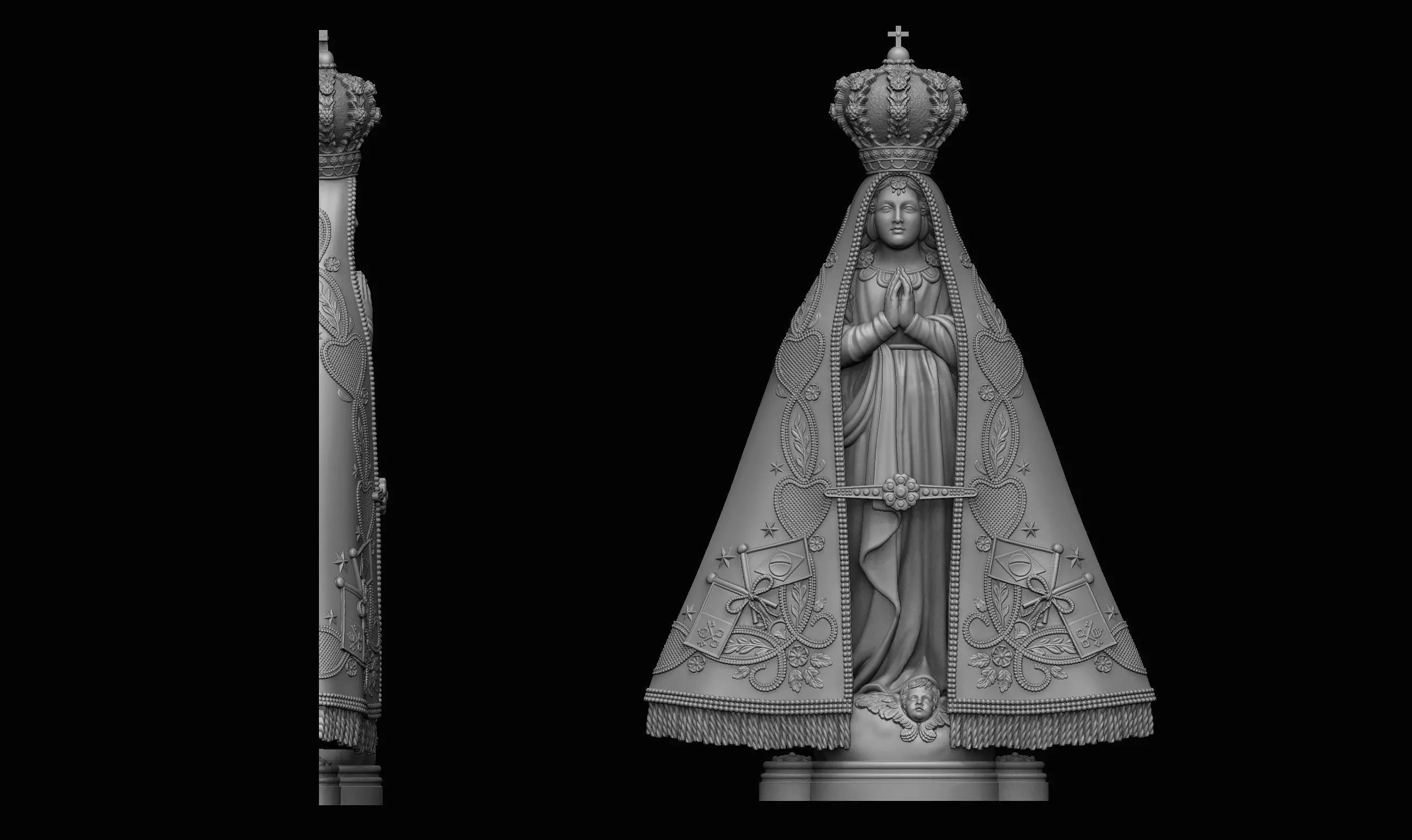 Our Lady of Aparecida Bas-Relief 3D print model_0
