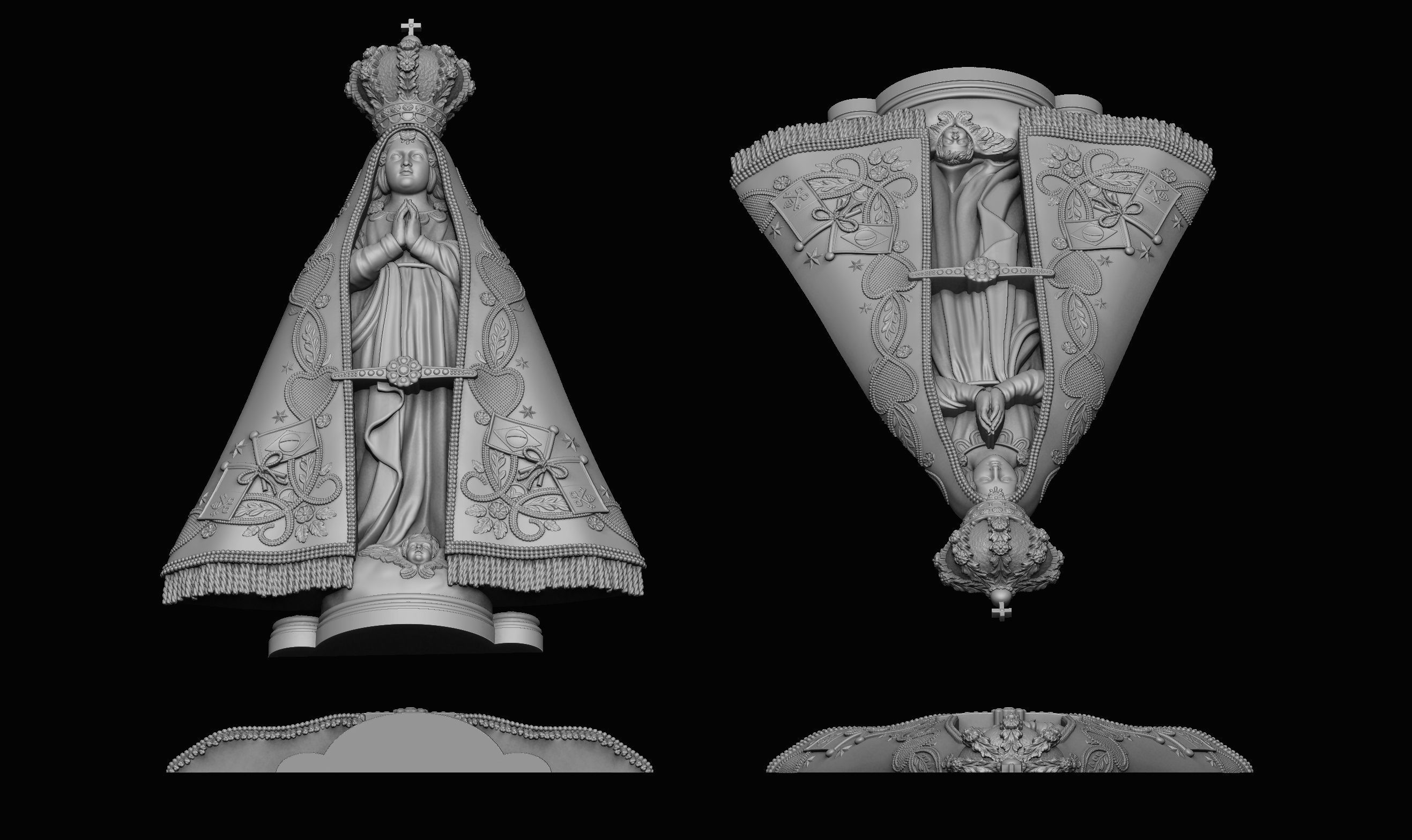 Our Lady of Aparecida Bas-Relief 3D print model_1