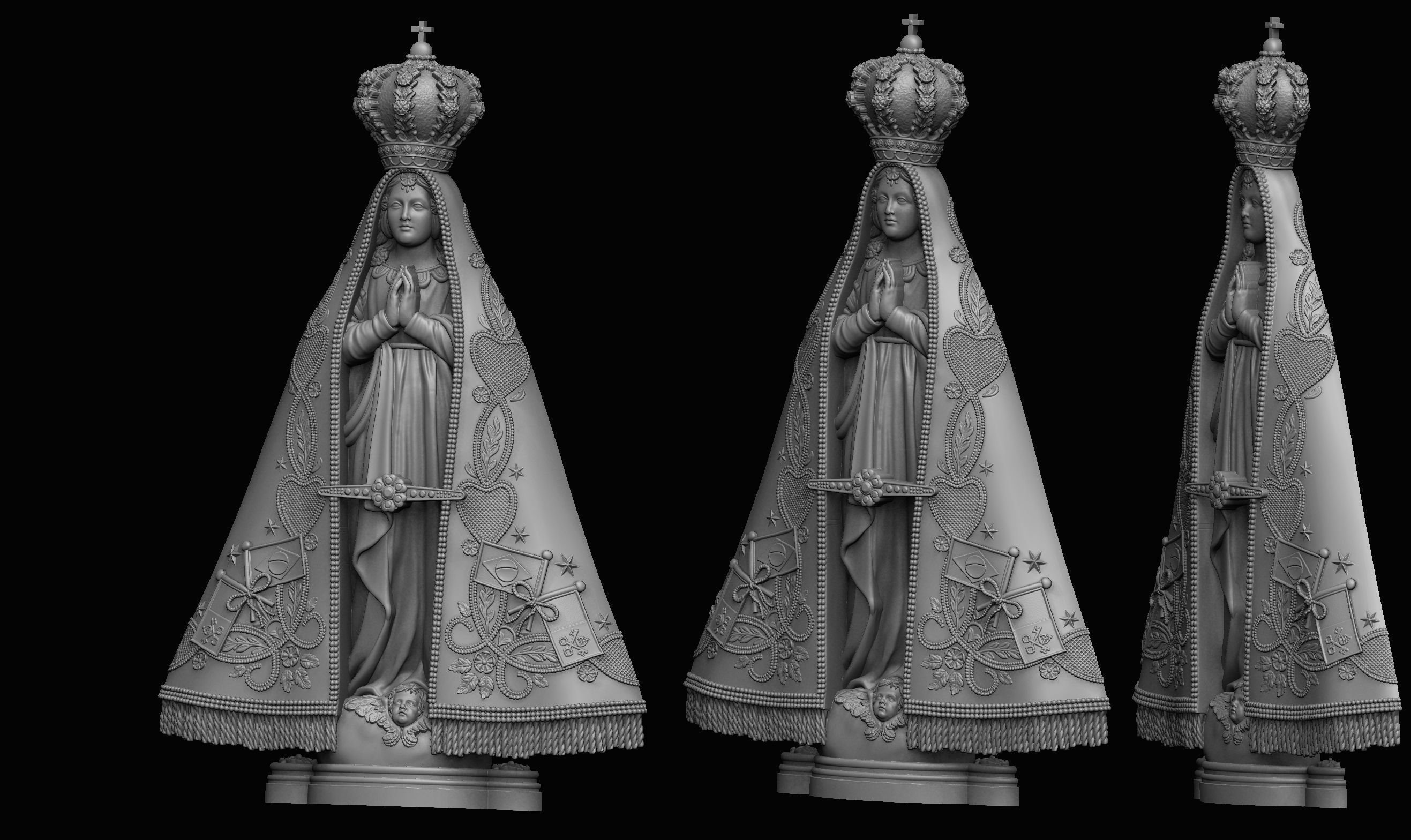 Our Lady of Aparecida Bas-Relief 3D print model_3