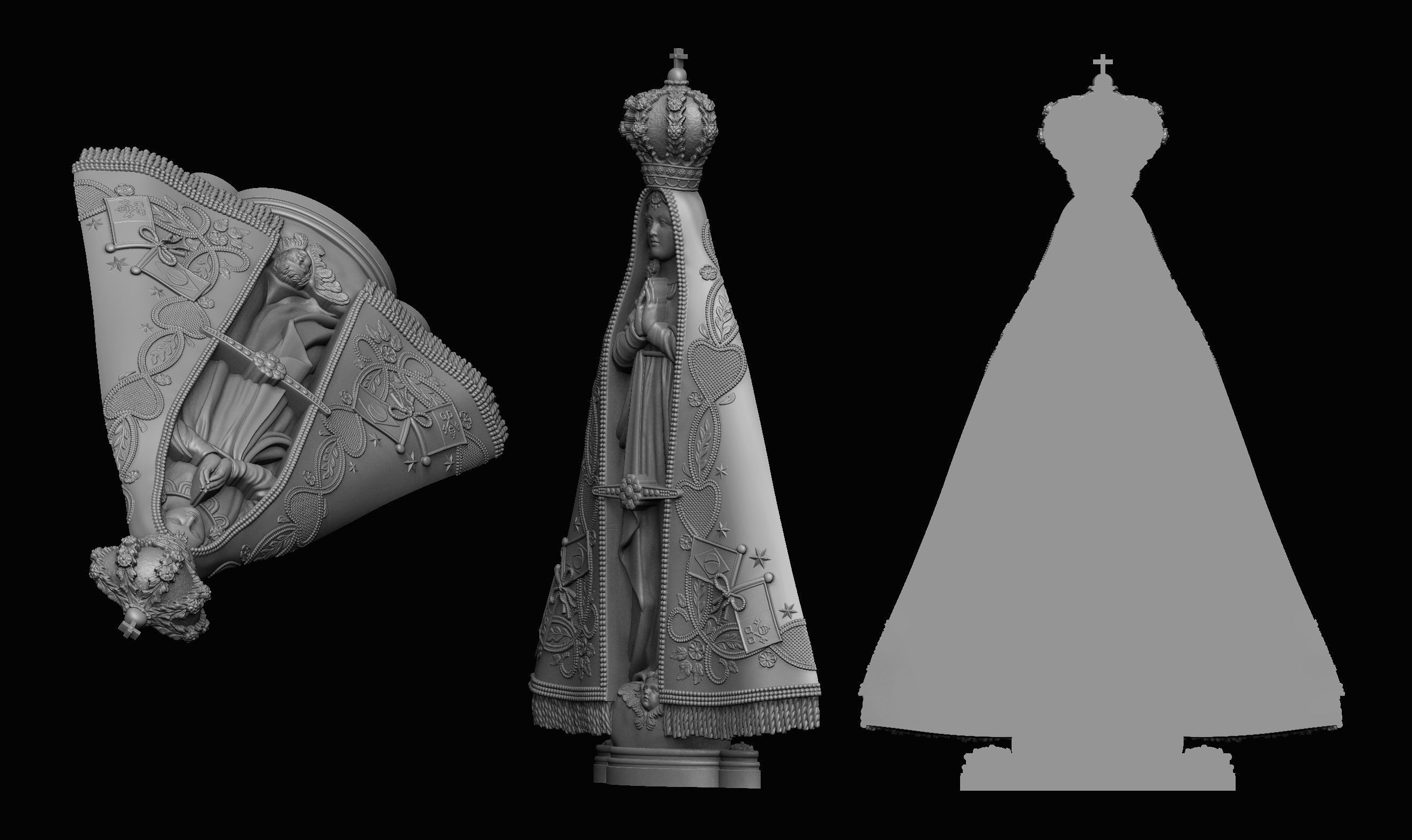 Our Lady of Aparecida Bas-Relief 3D print model_2