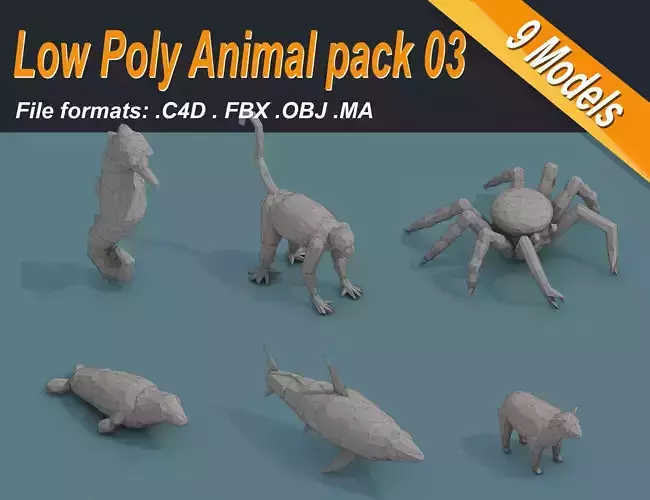 Low Poly Animal Isometric Icon Pack 03 Low-poly 3D model