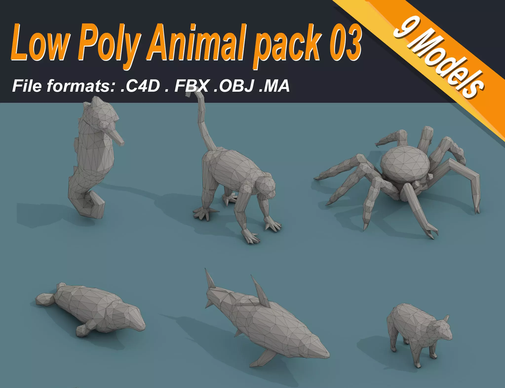 Low Poly Animal Isometric Icon Pack 03 Low-poly 3D model_0