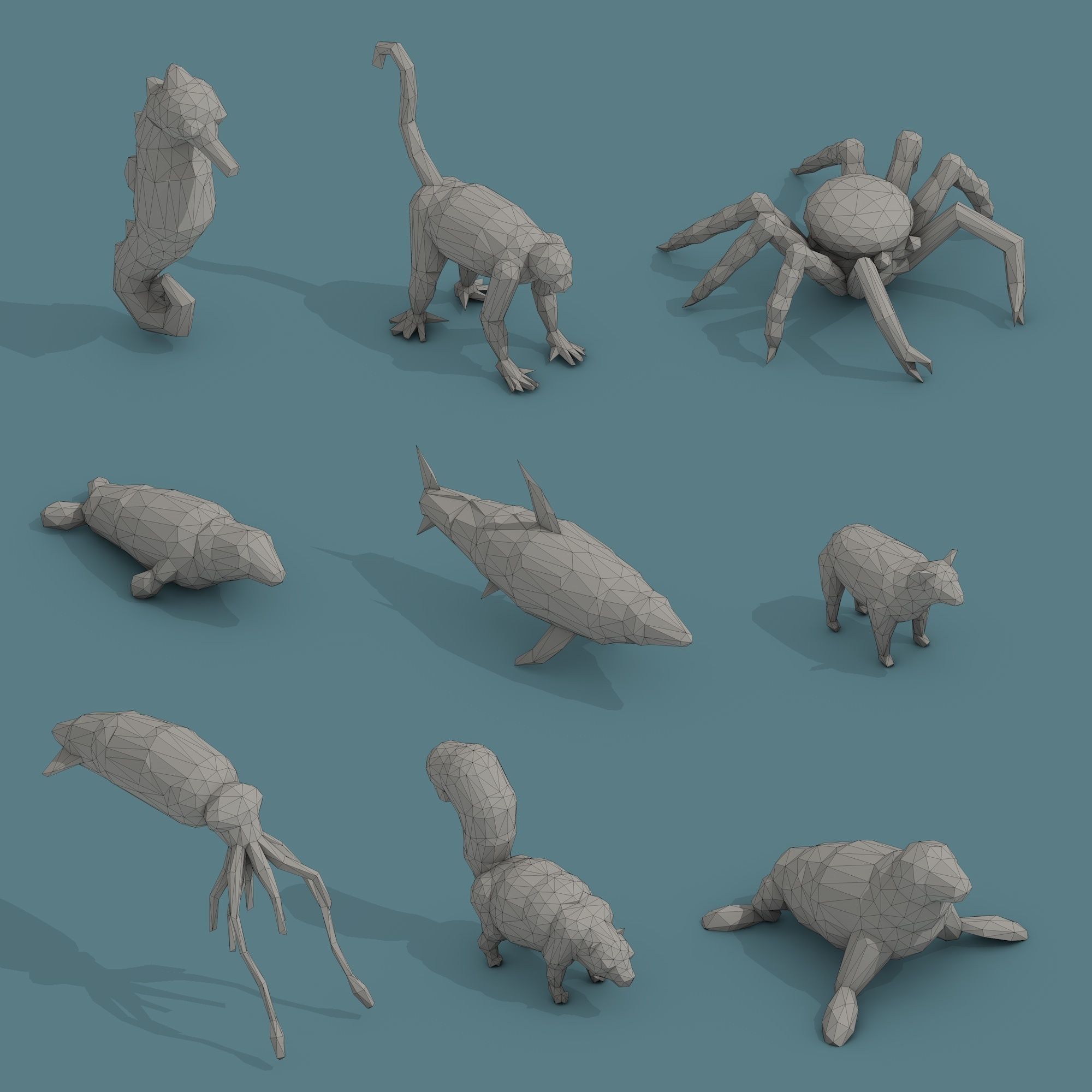 Low Poly Animal Isometric Icon Pack 03 Low-poly 3D model_1