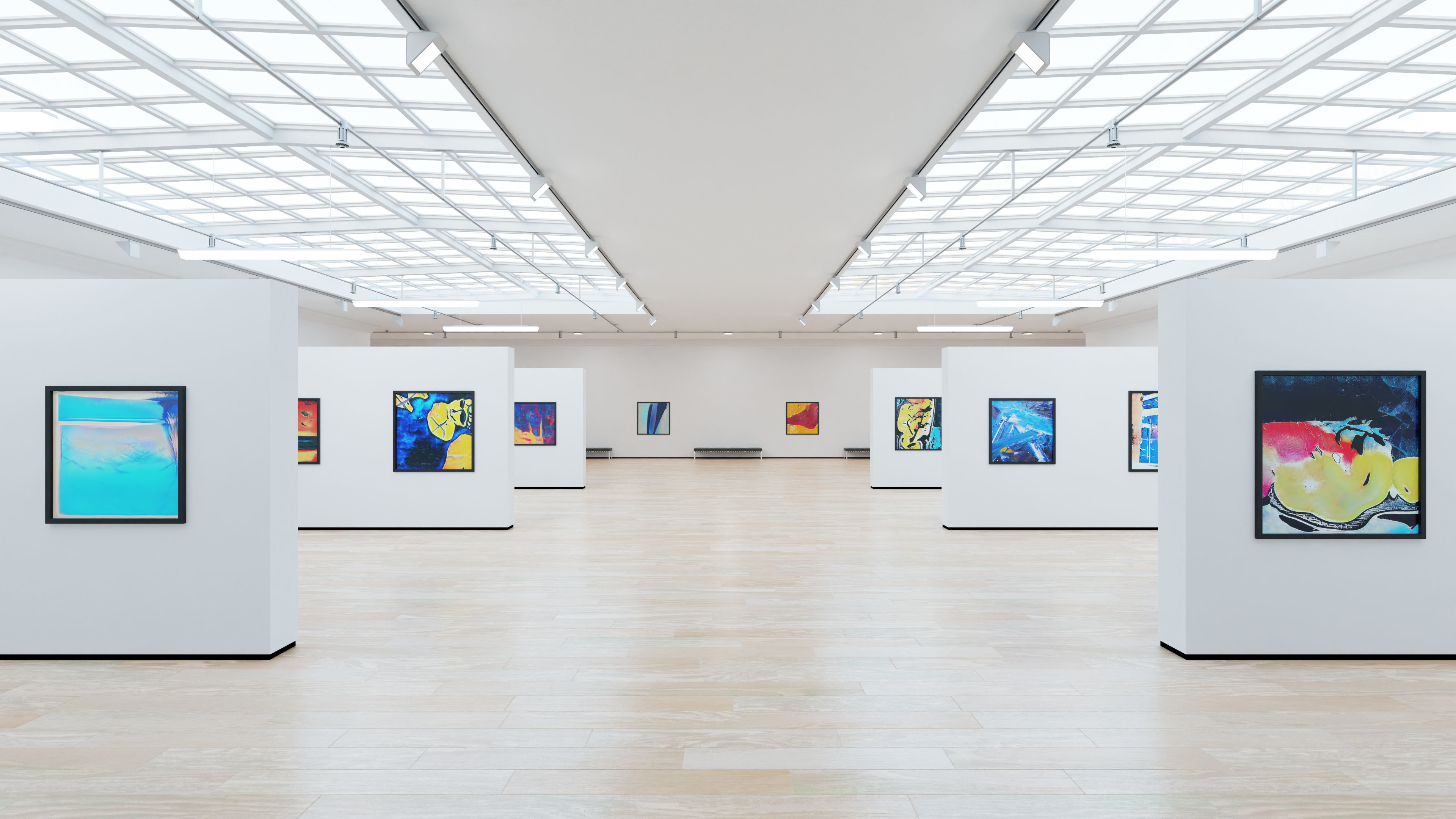 Art Museum Gallery Interior 4b Low-poly 3D model_7