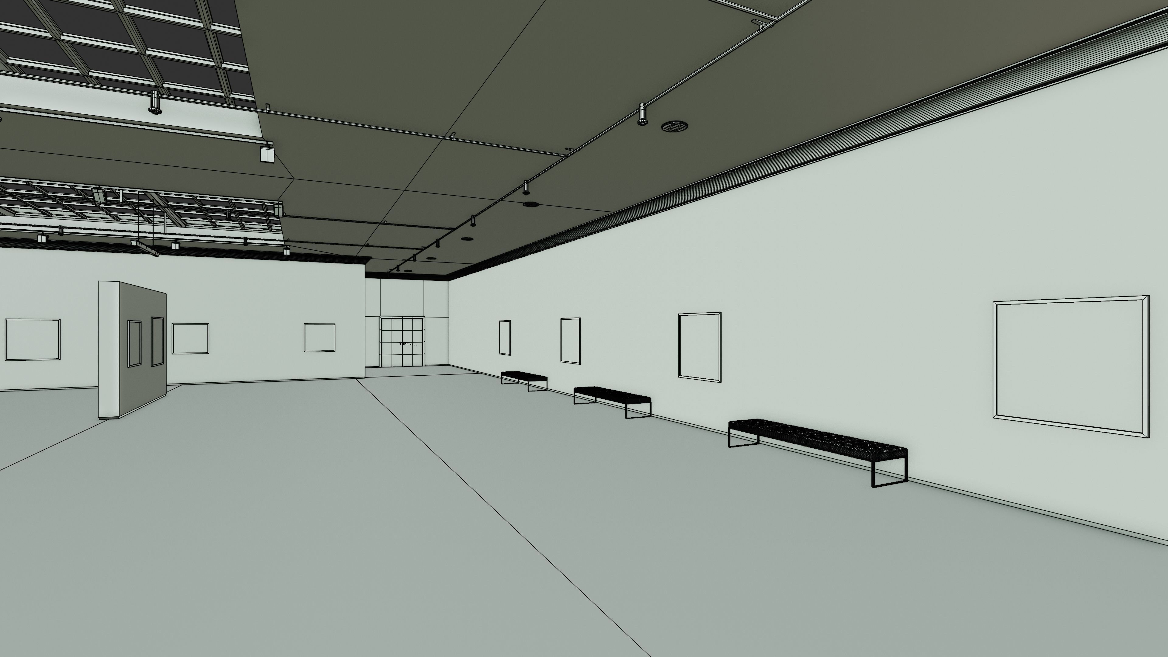 Art Museum Gallery Interior 4b Low-poly 3D model_21