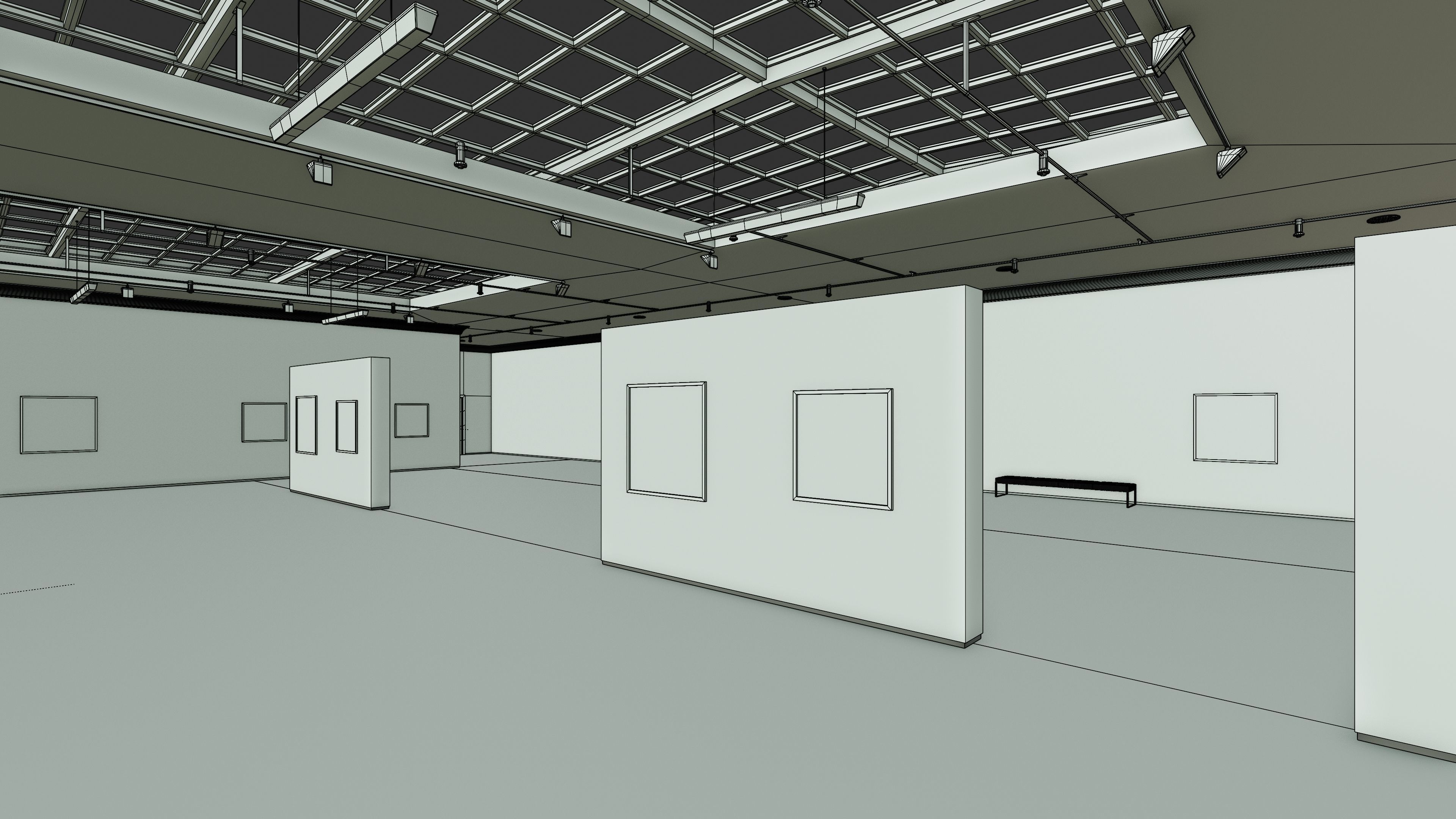 Art Museum Gallery Interior 4b Low-poly 3D model_20