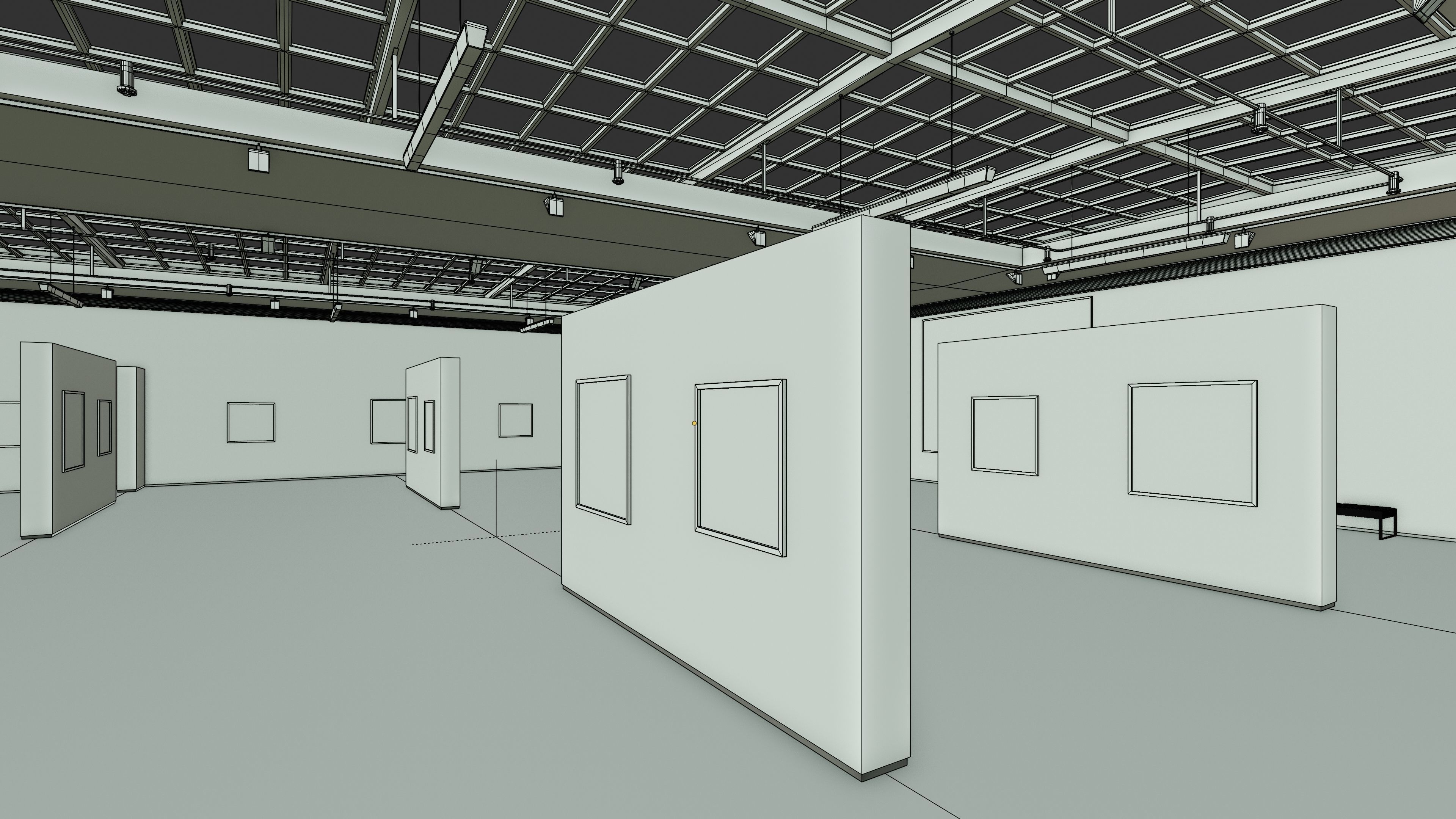 Art Museum Gallery Interior 4b Low-poly 3D model_15
