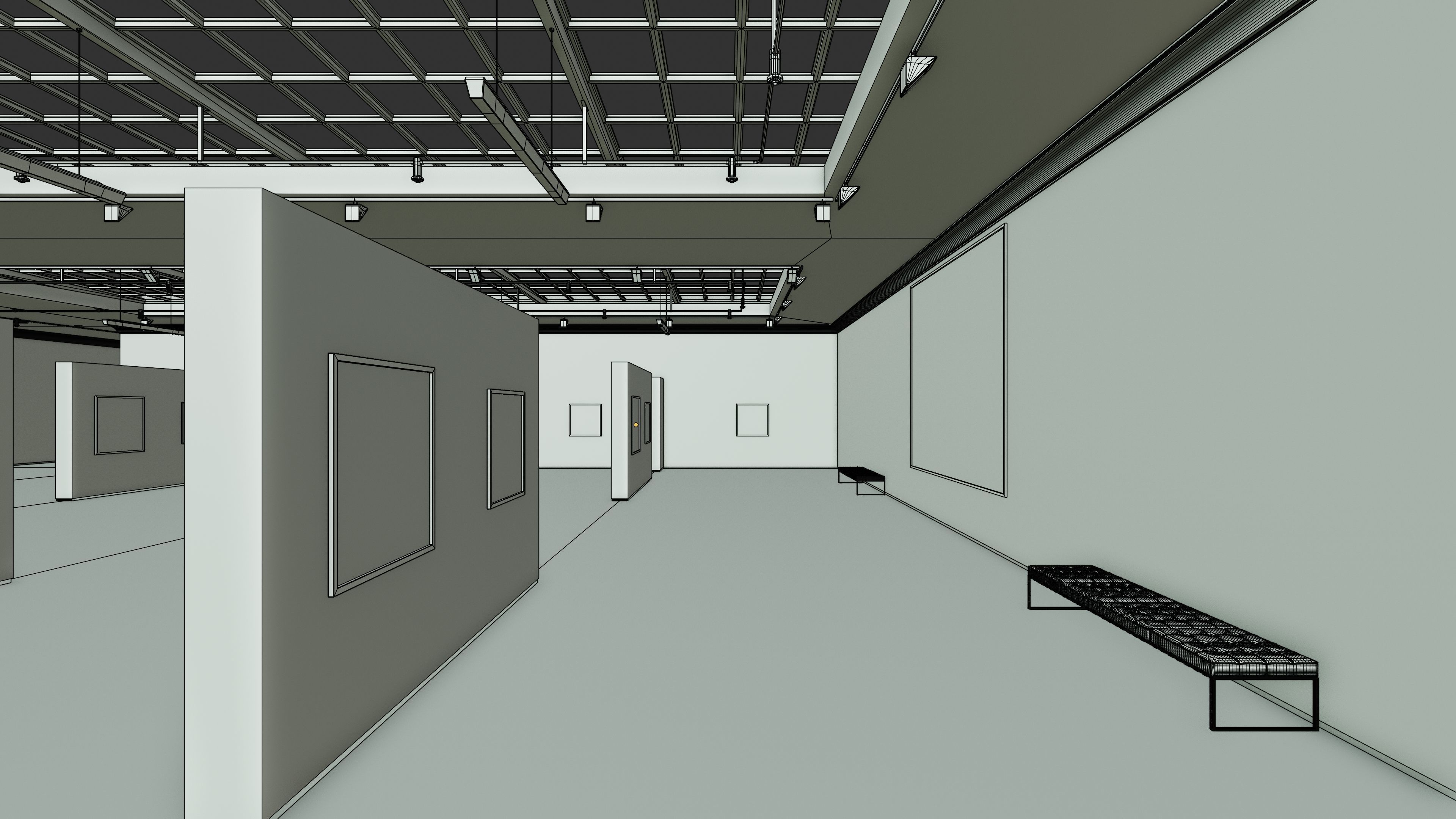 Art Museum Gallery Interior 4b Low-poly 3D model_16
