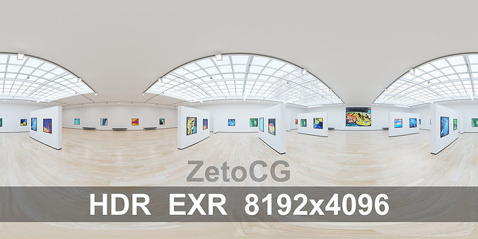 HDRI - Art Museum Gallery Interior 4b - v1 - 8192x4096 Texture