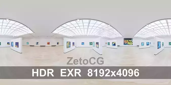 HDRI - Art Museum Gallery Interior 4b - v1 - 8192x4096 Texture