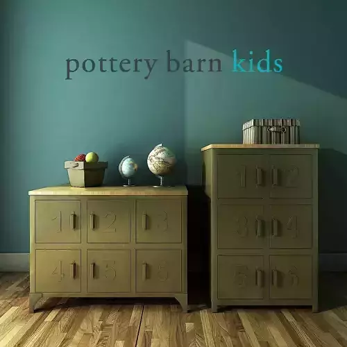 Pottery Barn Kids Metal and Wood Numbers Cabinet