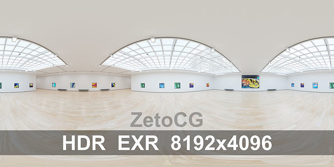 HDRI - Art Museum Gallery Interior 4b - v2 - HDR - 8192x4096 Texture