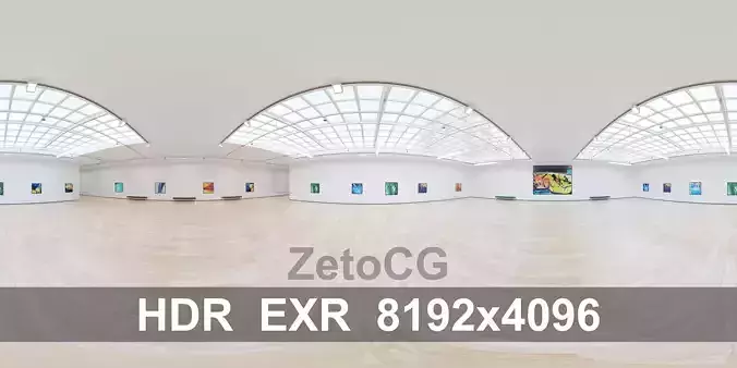 HDRI - Art Museum Gallery Interior 4b - v2 - HDR - 8192x4096 Texture