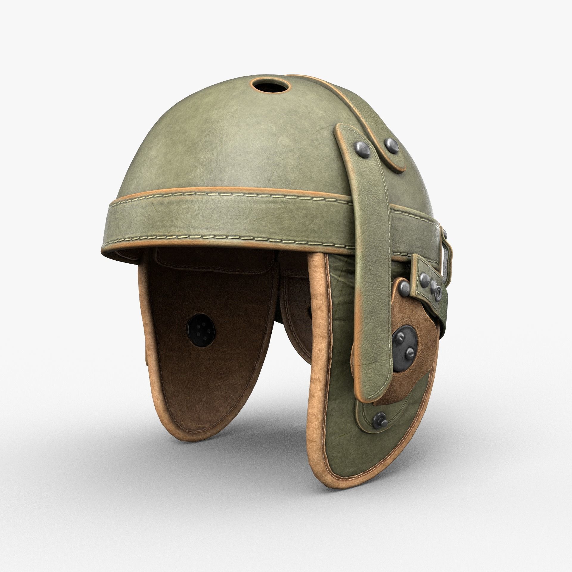 Vintage Tankers Helmet Game Ready Low-poly 3D model_1