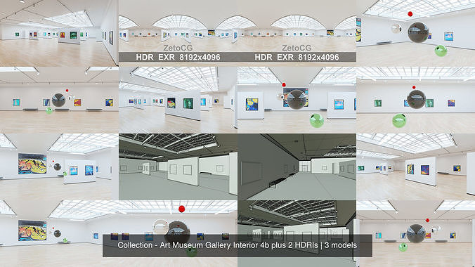 Collection - Art Museum Gallery Interior 4b plus 2 HDRIs Texture