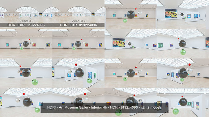 HDRI - Art Museum Gallery Interior 4b - HDR - 8192x4096 - x2 Texture