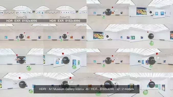 HDRI - Art Museum Gallery Interior 4b - HDR - 8192x4096 - x2 Texture