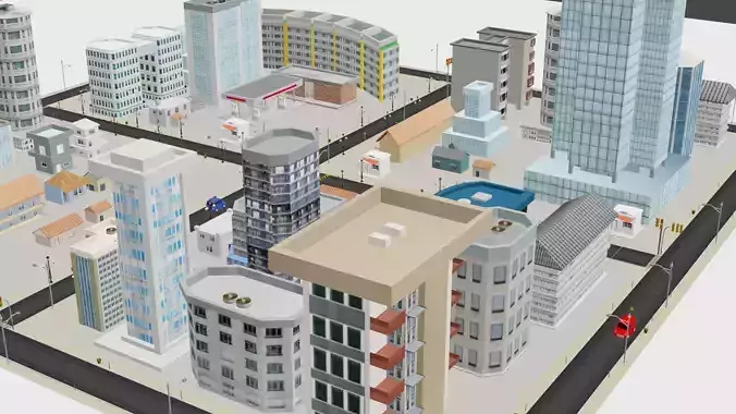 Lowpoly City Low-poly 3D model