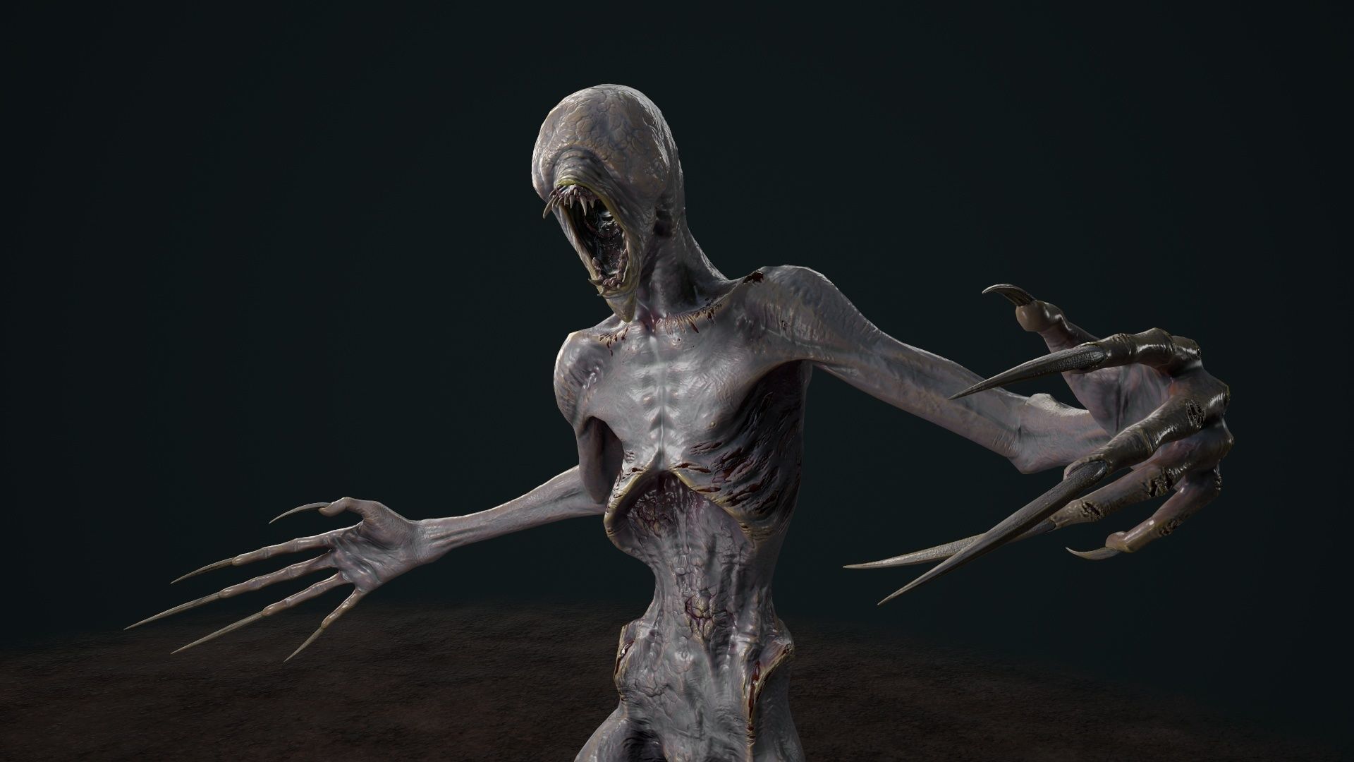 Mutant 3 alien creature Low-poly 3D model_3