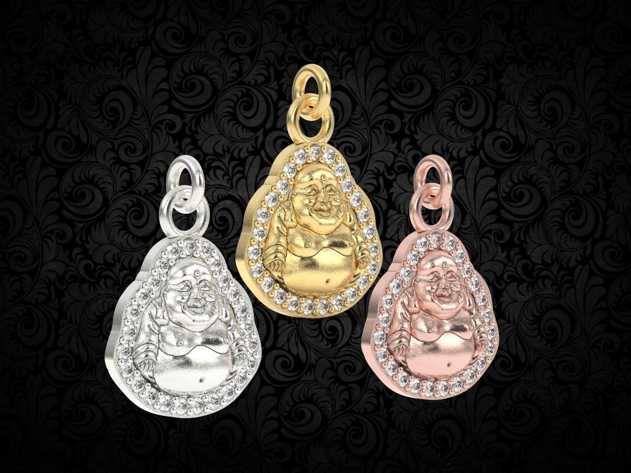 Jade Laughing Buddha charm pendant  3D print model_9