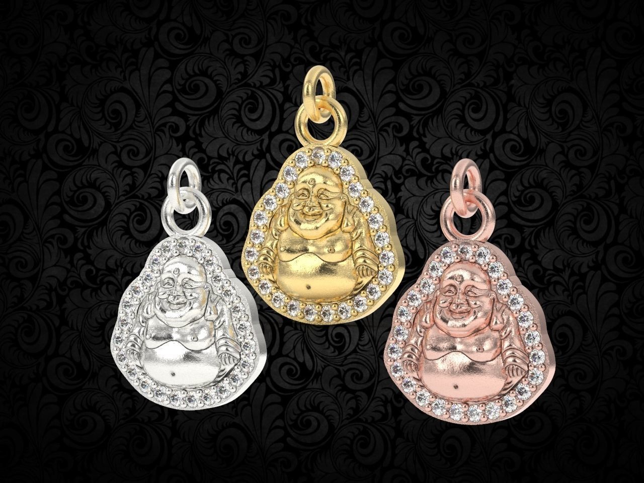 Jade Laughing Buddha charm pendant  3D print model_1