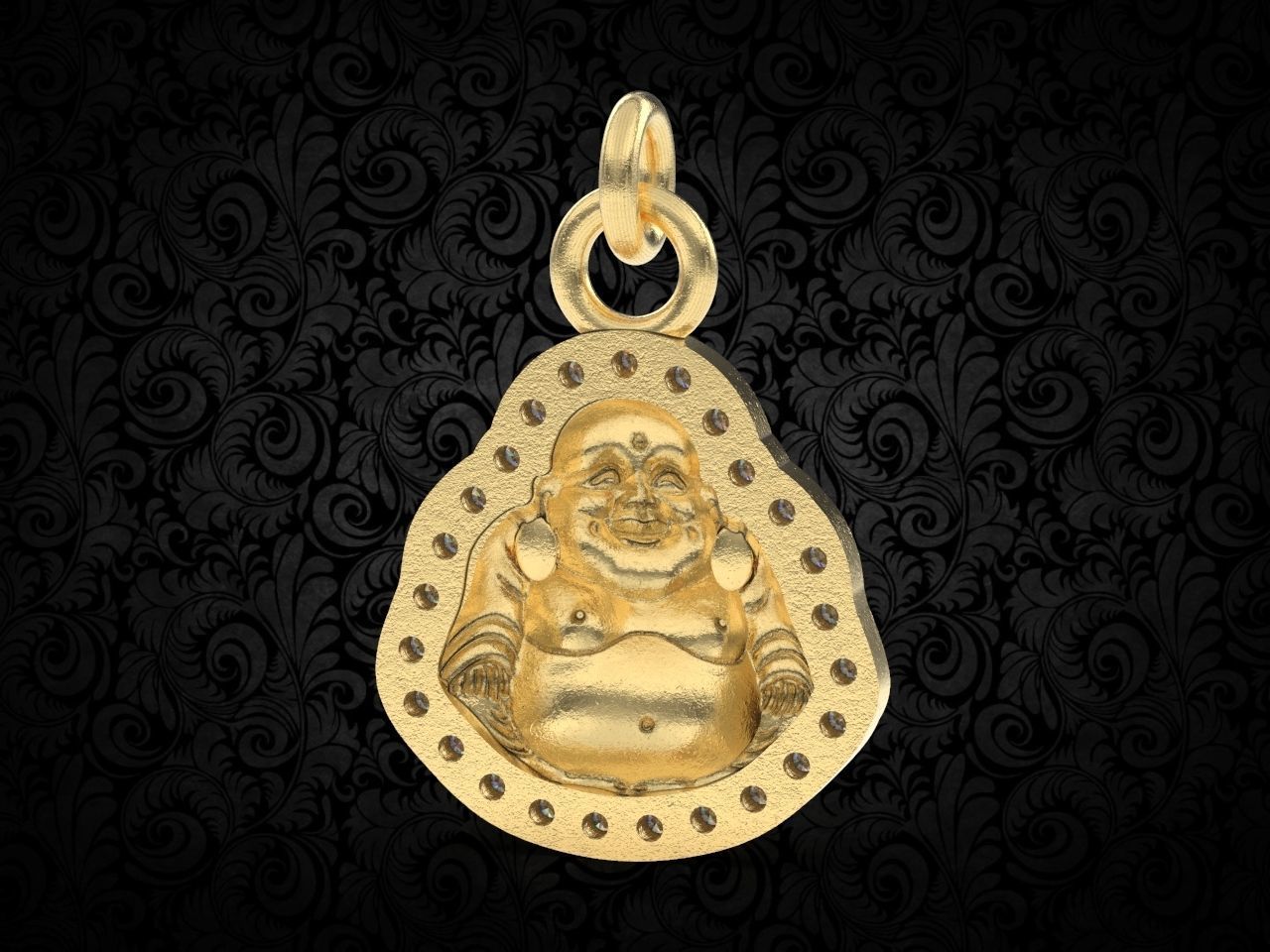 Jade Laughing Buddha charm pendant  3D print model_7