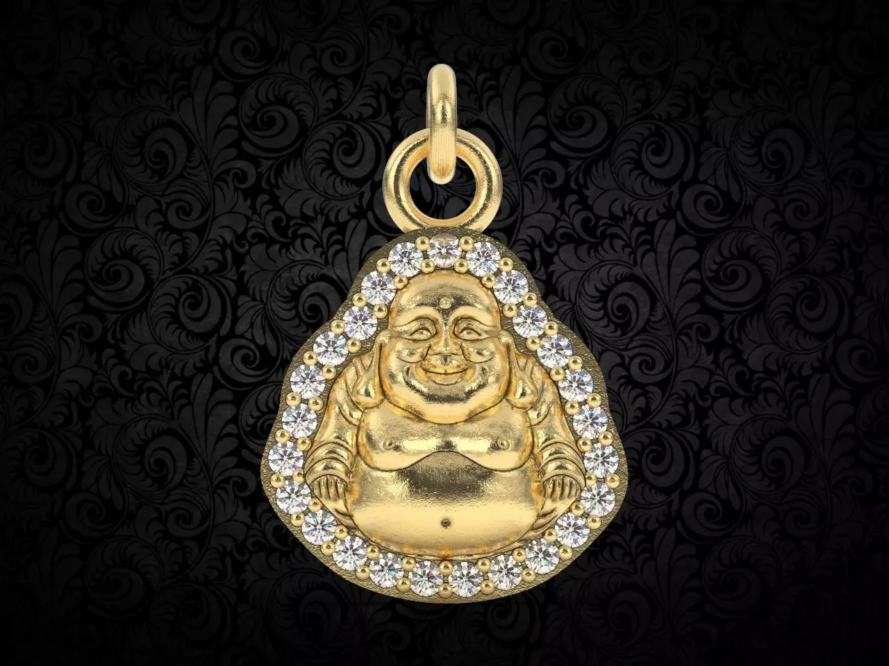 Jade Laughing Buddha charm pendant  3D print model_0