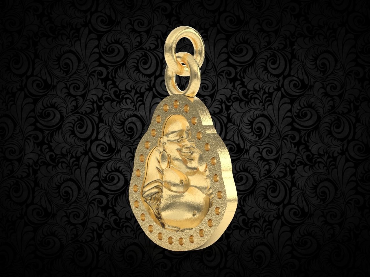 Jade Laughing Buddha charm pendant  3D print model_14