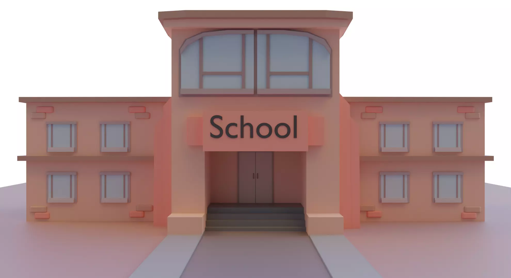 School building Free low-poly 3D model_0