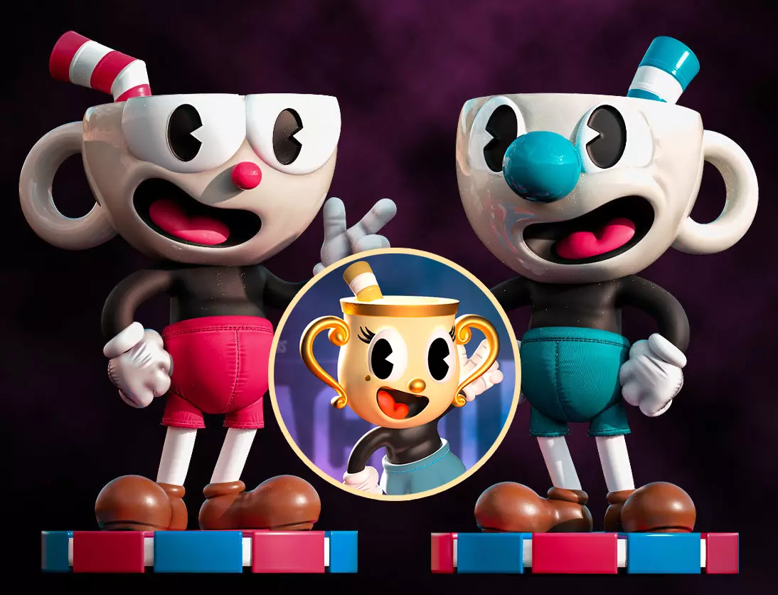 Cuphead Mugman and Ms Chalice -  statues 3D Model Collection_0