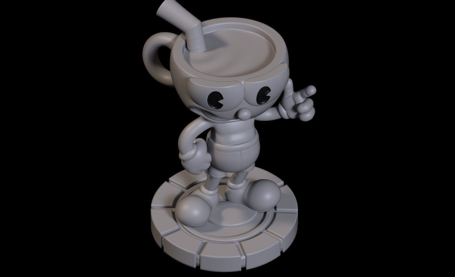 Cuphead Mugman and Ms Chalice -  statues 3D Model Collection_10