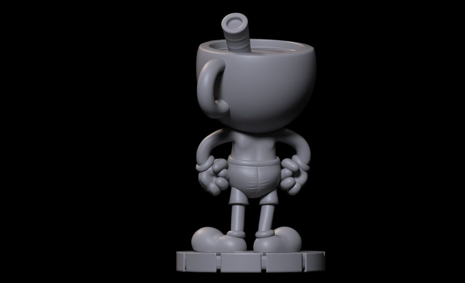 Cuphead Mugman and Ms Chalice -  statues 3D Model Collection_13
